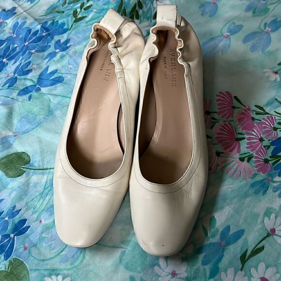 Everlane The Italian Leather Day Heel in Bone Stacked Womens Pumps Shoes - 9.5 - Picture 1 of 14